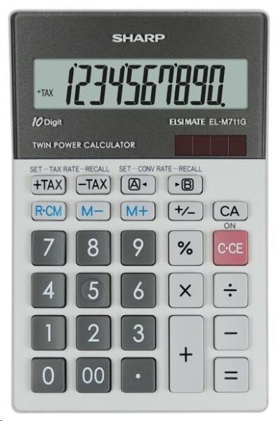BAZAR - SHARP kalkulačka - EL-M711GGY - stříbrná - Poškozený obal (Komplet)