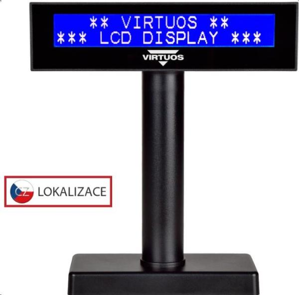 Virtuos LCD zákaznický displej Virtuos FL-2026MB 2x20,  USB,  černý