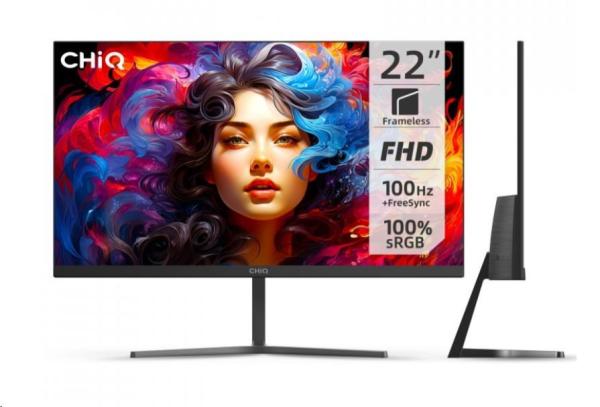 CHiQ 22" UltraSlim monitor 22F650 FHD,  100 Hz,  Frameless,  černý3