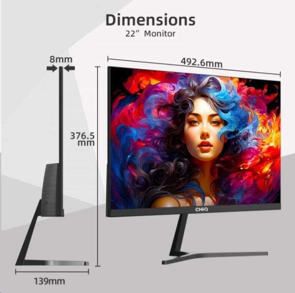 CHiQ 22" UltraSlim monitor 22F650 FHD,  100 Hz,  Frameless,  černý4