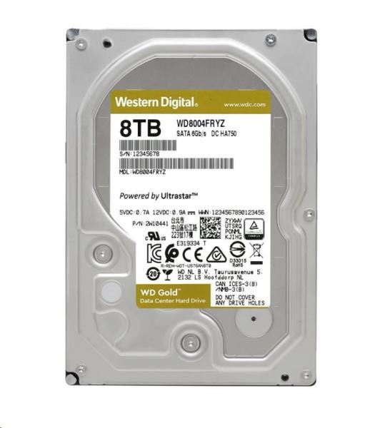 WD GOLD WD8004FRYZ 8TB SATA/ 6Gb/s 256MB cache 7200 otáčok za minútu, CMR, Enterprise2