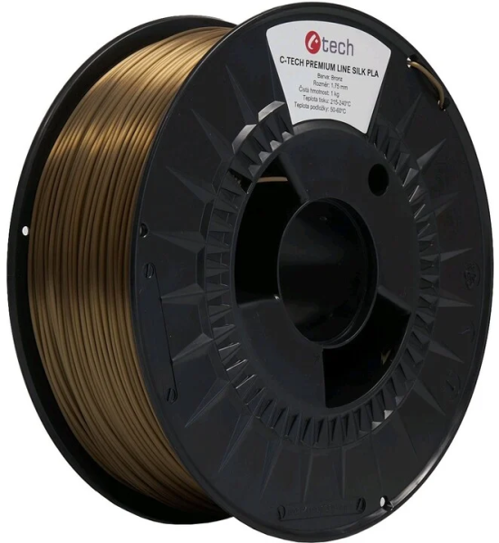 C-TECH Tisková struna (filament) PREMIUM LINE, Silk PLA, bronz, 1,75mm, 1kg