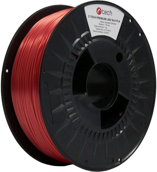 C-TECH Tisková struna (filament) PREMIUM LINE,  Silk PLA,  orientální červená,  RAL3031,  1, 75mm,  1kg