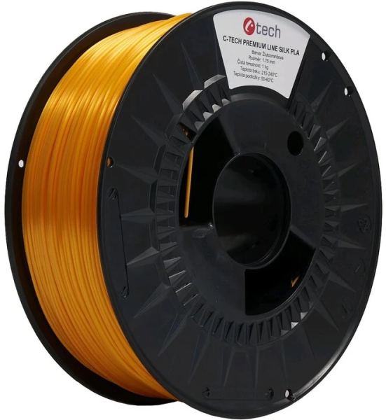 C-TECH Tisková struna (filament) PREMIUM LINE,  Silk PLA,  žlutooranžová,  RAL2000,  1, 75mm,  1kg