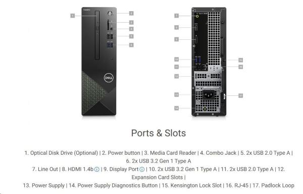 DELL PC Vostro 3020 SFF/ TPM/ i3 12100/ 16GB/ 1TB SSD/ Intel UHD/ WLAN/ Kb/ Mouse/ W11 Pro/ 3Y PS NBD4