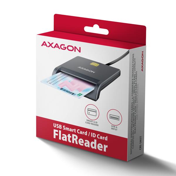 AXAGON CRE-SM3T,  USB-A FlatReader čítačka kontaktných kariet ID card (eID klient),  kábel 1.3 m5