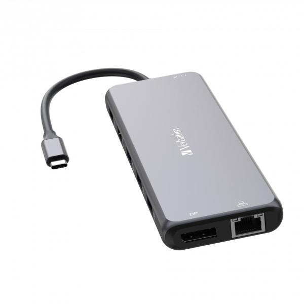 VERBATIM Hub USB-C Pro Multiport 13 Port,  6x USB-A,  2x USB-C,  2x HDMI,  DP,  RJ45,  3.5mm Jack audio,  šedá3