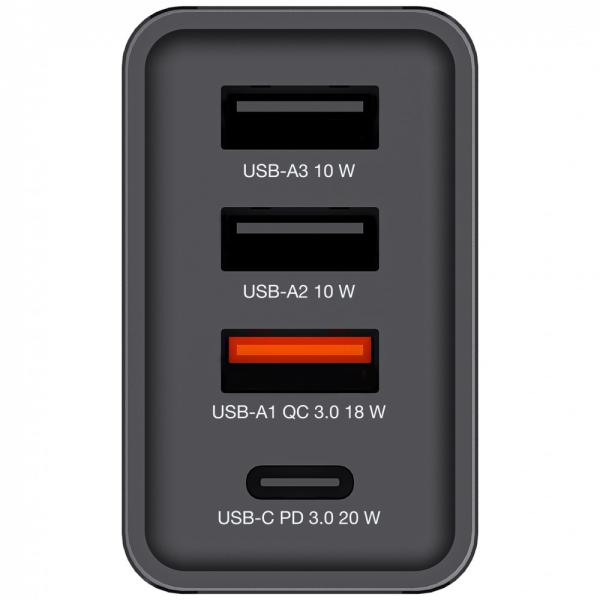 VERBATIM Univerzální adaptér CHR-30EU2,  30W,  1x USB-C,  3x USB černá1