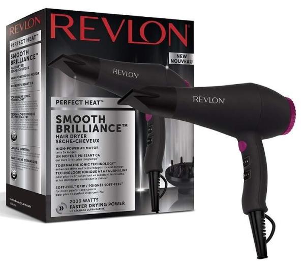 Revlon Smooth Brilliance RVDR5251E fén na vlasy,  2000 W,  2 rychlosti,  3 teploty,  2 nástavce,  černý4