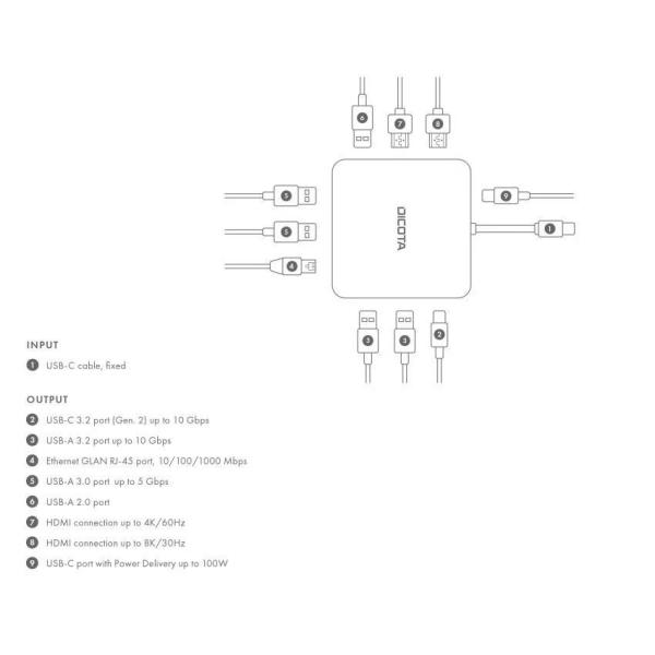 DICOTA USB-C 10-in-1 Docking Station 8K HDMI PD 100W6