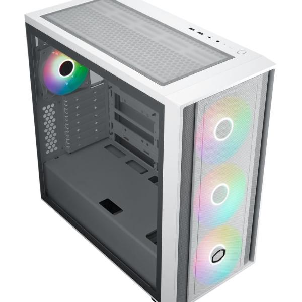 Cooler Master case MasterBox 600,  ATX,  Průhledná bočnice,  3x 140mm ARGB Fan,  1x 120mm ARGB Fan,  ARGB Hub,  Bílá1