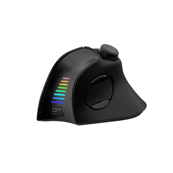 EVOLVEO Vertikální myš TwinVerti,  Ergonomická myš,  2.4GHz,  Bluetooth,  černá