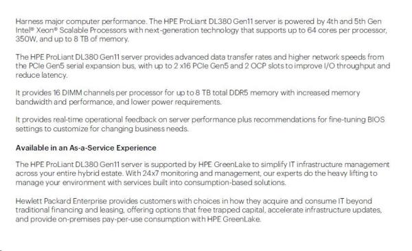 HPE PL DL380g11 4510 (2.4/ 12C) 2x32G (P64706) 2x8TB (834028) 2x1000W MR416i-p 12LFF ocp4x1Gb Smart Choice4