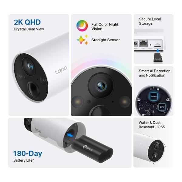 TP-Link Tapo C420 venkovní kamera (4MP,  2K QHD,  1440p,  IR 15m,  WiFi,  micro SD card,  IP65)2