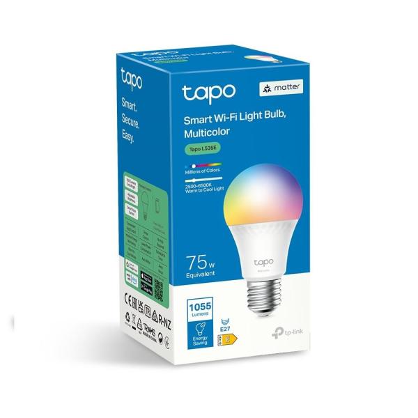 TP-Link Tapo L535E chytrá WiFi stmívatelná LED žárovka (barevná,2500K-6500K,1100lm,2,4GHz,E27)2