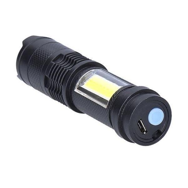 Solight LED nabíjecí kapesní svítilna se zoomem,  100lm + 70lm,  Li-Ion,  USB,  černá4