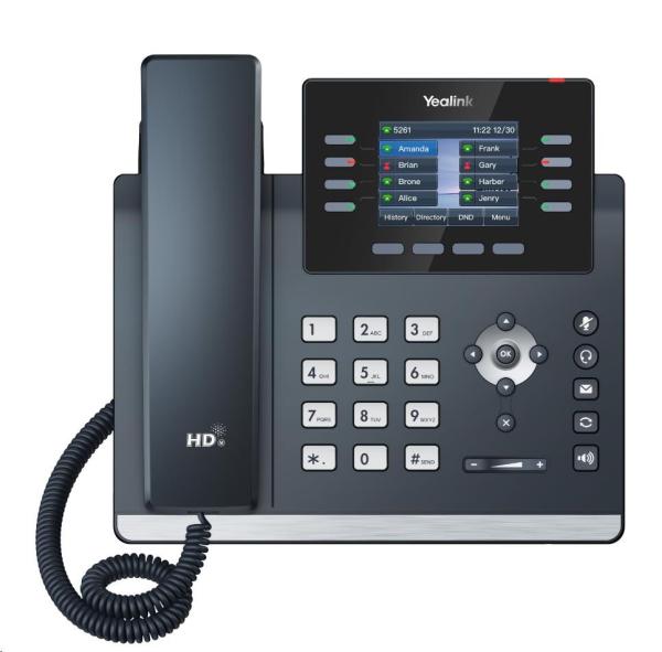 Yealink SIP-T44U SIP telefón, PoE, 2, 8" 320x240 LCD, 21 prog.tl., 2xUSB