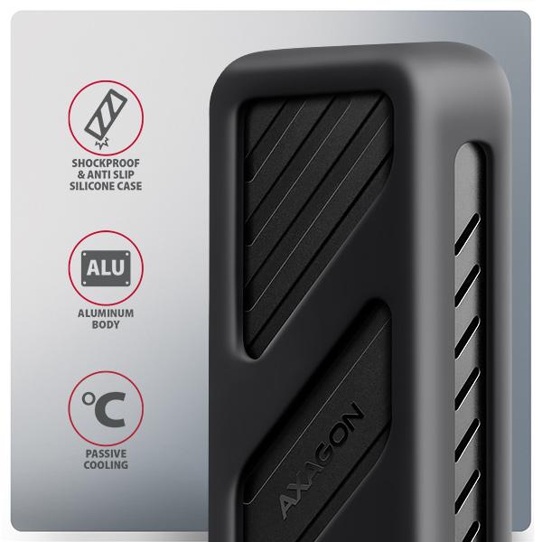 AXAGON EEM2-20G,  USB-C 20Gbps - M.2 NVMe SSD kovový ARMORED box5