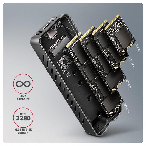 AXAGON EEM2-20G,  USB-C 20Gbps - M.2 NVMe SSD kovový ARMORED box10