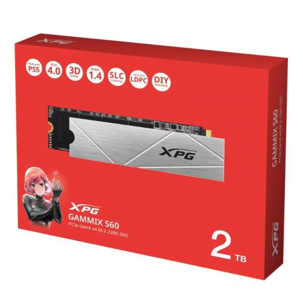 ADATA SSD 2TB XPG GAMMIX S60,  PCIe Gen4x4,  M.2 2280,  (R:5000/  W:4200MB/ s)3