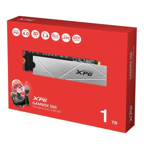 ADATA SSD 1TB XPG GAMMIX S60,  PCIe Gen4x4,  M.2 2280,  (R:5000/  W:3200MB/ s)3