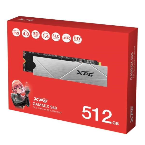 ADATA SSD 512GB XPG GAMMIX S60,  PCIe Gen4x4,  M.2 2280,  (R:4700/  W:1700MB/ s)3