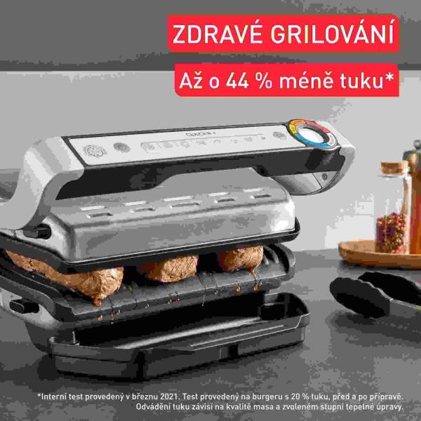 Tefal OptiGrill+ GC718D10 inteligentní gril,  6 programů,  ukazatel propečení,  měření tloušťky,  odkapávací nádoba5