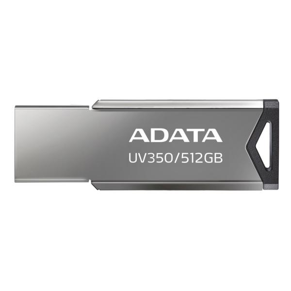 ADATA Flash Disk 512GB UV350,  USB 3.2 Dash Drive,  tmavě stříbrná textura kov