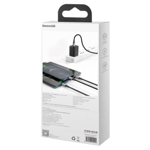 BAZAR - Baseus Rapid Series nabíjecí  datový kabel 3v1 Type-C (Micro USB + Lightning  PD 20W + USB-C) 1.5m černá - NK6