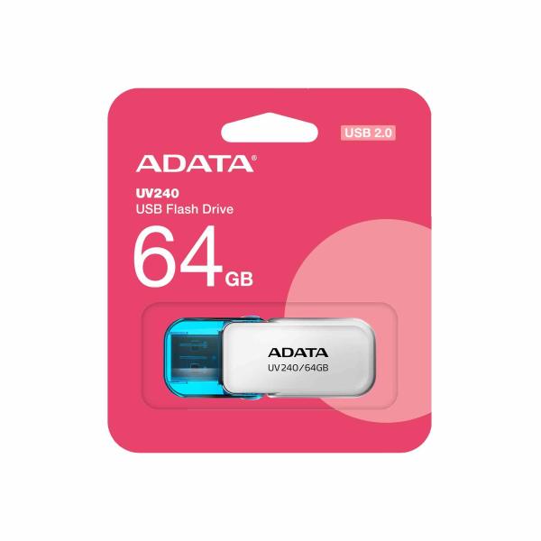 ADATA Flash Disk 64GB UV240,  USB 2.0,  bílá2