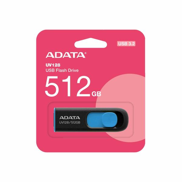 ADATA Flash Disk 512GB UV128,  USB 3.2,  černo-modrá2