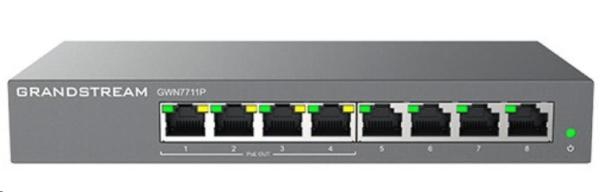 Grandstream GWN7711P Layer 2 Lite managed switch, 8 portov, 4x PoE/ PoE+