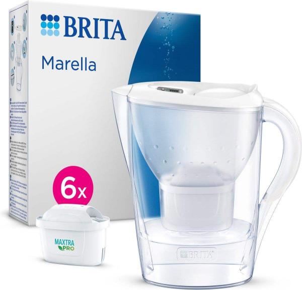 Brita Marella Cool white + 6 Maxtra Pro All-In-1 filtrační konvice,  2, 4 l,  indikátor výměny filtru,  6x filtrační patrona