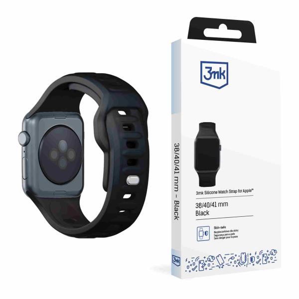 3mk Silicone Watch Strap pro Apple 38 40 41 mm Black