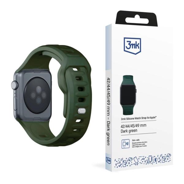 3mk Silicone Watch Strap pro Apple 42/ 44/ 45/ 49 mm Dark Green