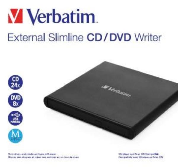 BAZAR - VERBATIM externí mechanika Slimline CD/DVD Writer USB - without NERO - Poškozený obal (Komplet)