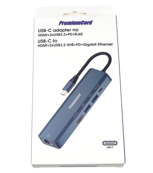 PREMIUMCORD Adaptér USB-C na Gigabit 10/ 100/ 1000Mbps + 1x HDMI,   2x USB3.2,  1x PD 100W konektor,  Šedá5