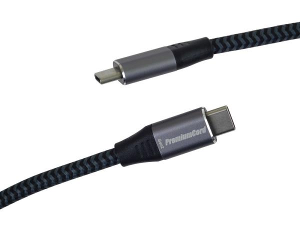 PREMIUMCORD USB-C kabel (USB 3.2 Gen2x2,  5A,  100W,  20Gbit/ s) 3m,  Šedá2