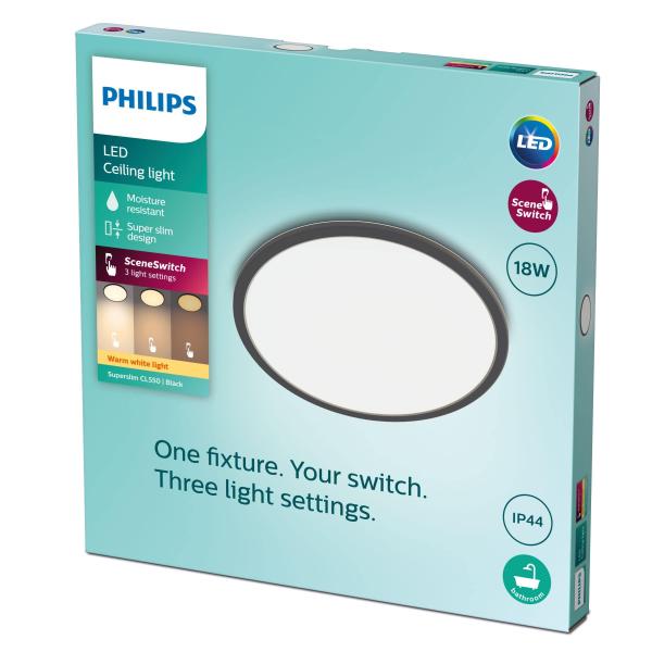 PHILIPS stropní světlo Superslim CL550 SS RD 18W 27K B WVIP4406 - černá1