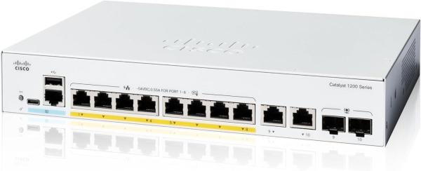 Cisco Catalyst switch C1200-8FP-2G (8xGbE, 2xGbE/ SFP combo, 8xPoE+, 120W, fanless)