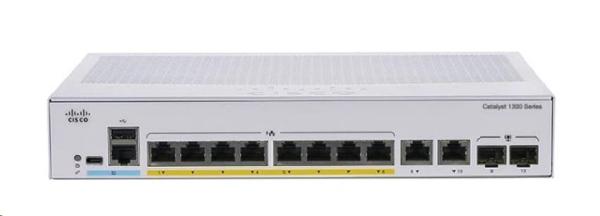Cisco Catalyst switch C1300-8MGP-2X (4xGbE, 4x2, 5GbE, 2xSFP+, 8xPoE+, 120W, fanless)