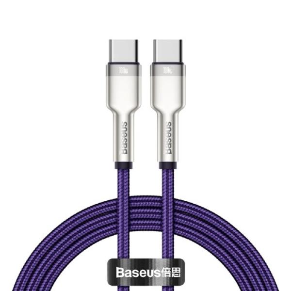 BAZAR - Baseus Cafule Series nabíjecí / datový kabel USB-C samec na USB-C samec s kovovymi koncovkami 100W 2m,fialová