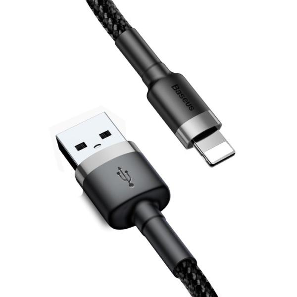 BAZAR - Baseus Cafule nabíjecí  datový kabel USB na Lightning 1, 5A 2m, šedá-černá - Po opravě (Náhradní krabice)4