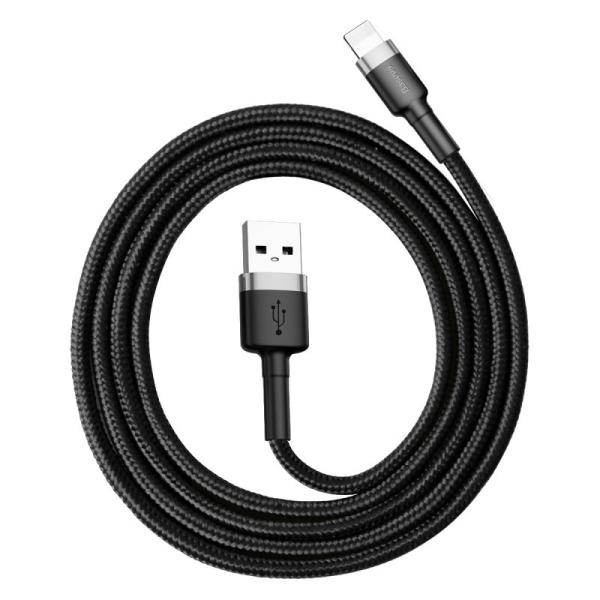 BAZAR - Baseus Cafule nabíjecí  datový kabel USB na Lightning 1, 5A 2m, šedá-černá - Po opravě (Náhradní krabice)5