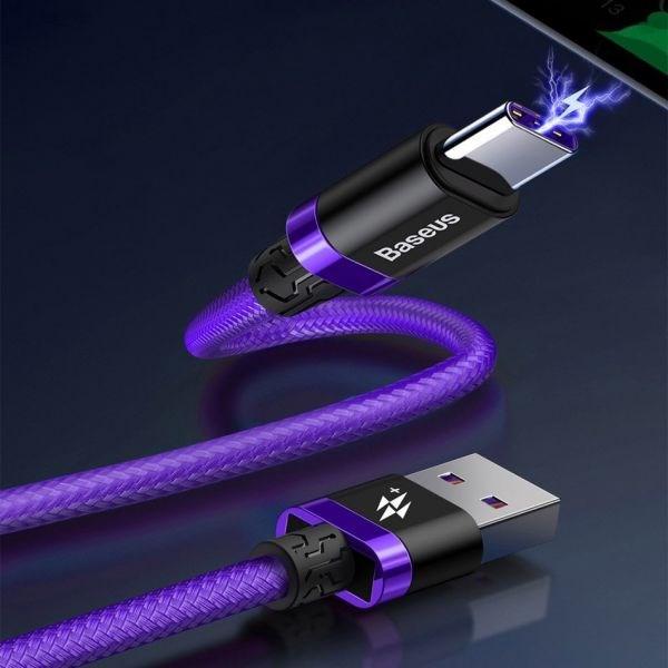 BAZAR - Baseus nabíjecí  datový kabel HW Flash Charge USB-C 40W 2m, fialová - Po opravě (Náhradní krabice)3