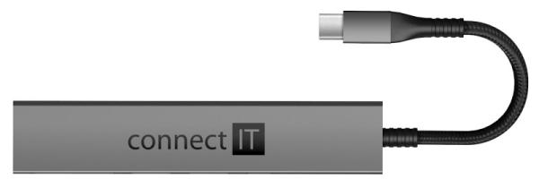 CONNECT IT USB-C hub, 2x USB-A, 1x USB-C, 1x SD karta, 1x MicroSD karta, šedá1
