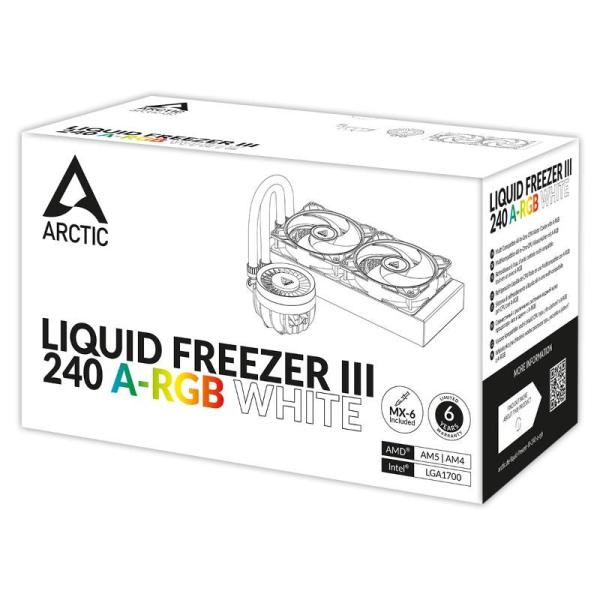 ARCTIC Vodní chladič Liquid Freezer III 240 ARGB,  2x120mm,  AM5,  LGA1700,  bílá6