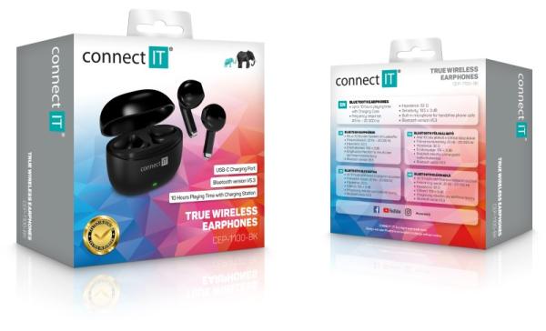 CONNECT IT Sluchátka True Wireless SonicBass, špunty do uší s mikrofonem, Bluetooth, černá4