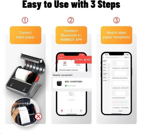 Niimbot Tiskárna štítků B3S Smart, černá + role štítků 180 ks9