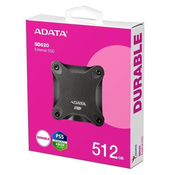 ADATA Externí SSD 512GB SD620,  USB Micro-B,  USB 3.2 Gen 2,  R:520/ W:460MB/ s,  černá5